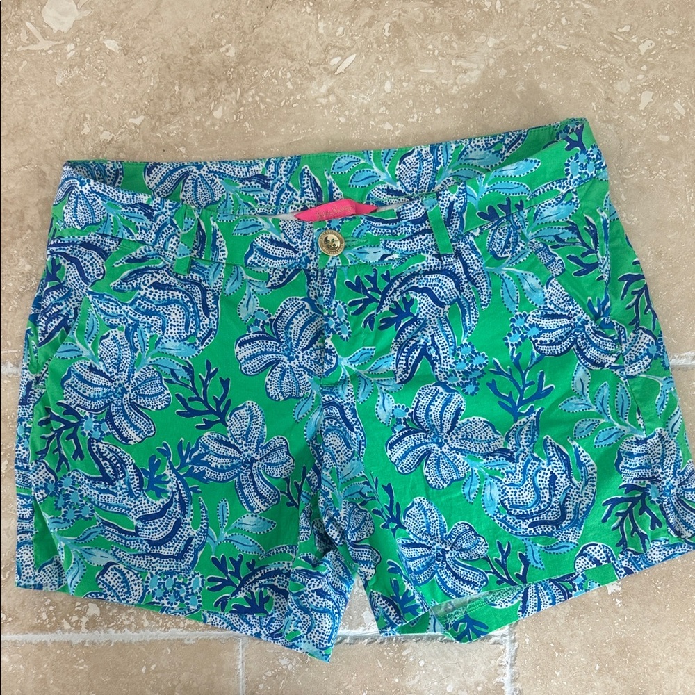 Lilly Pulitzer Green and Blue Floral Shorts